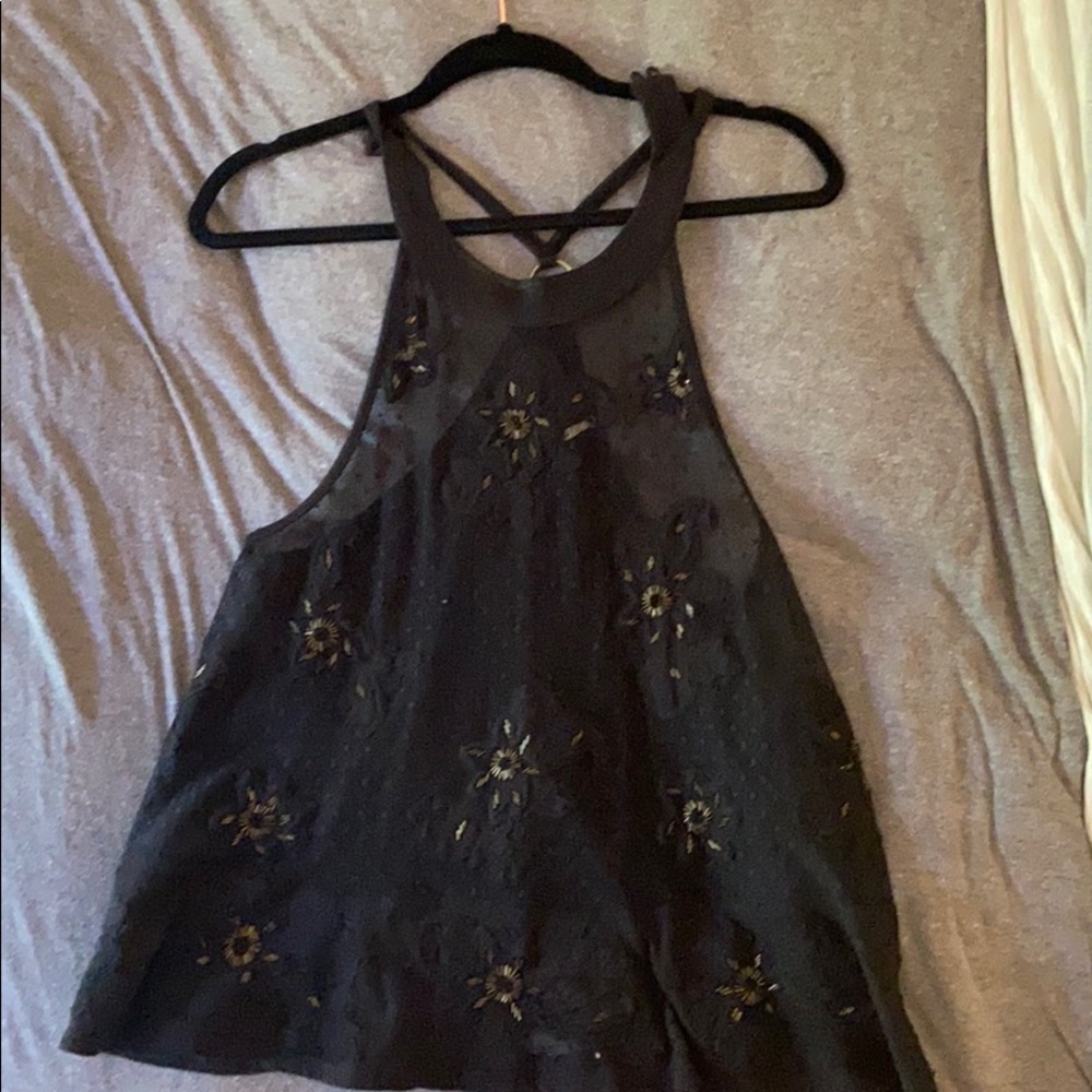 Free people black high neck tank